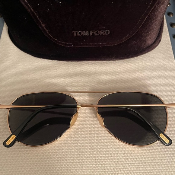 Tom Ford Gold Aviator Sunglasses - Picture 2 of 11